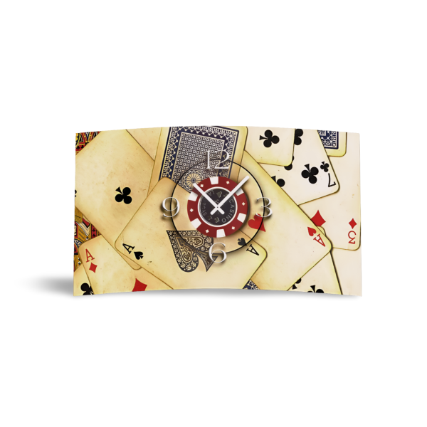 Motiv  Spielkarten Designer Wanduhr modernes Wanduhren Design leise kein ticken dixtime 3D-0047