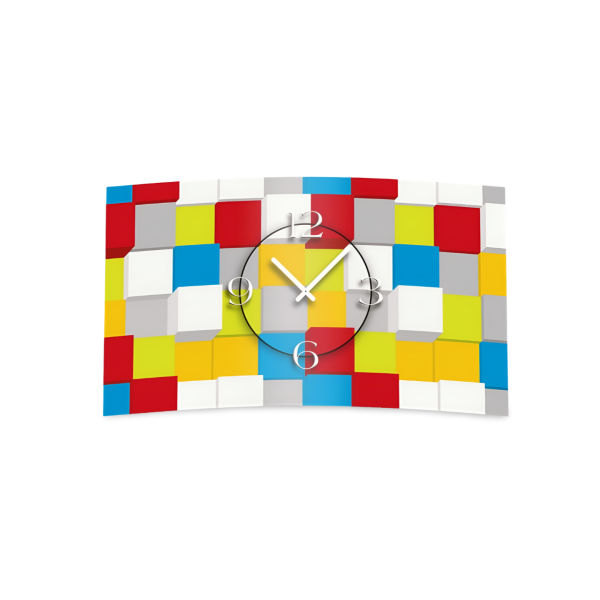 bunte Würfel Designer Wanduhr modernes Wanduhren Design leise kein ticken dixtime 3D-0046