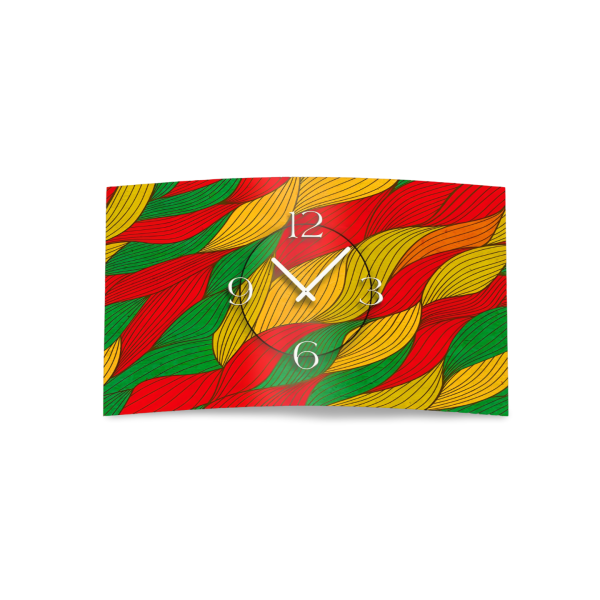 Abstrakt rot grün gelb Designer Wanduhr modernes Wanduhren Design leise kein ticken dixtime 3D-0043