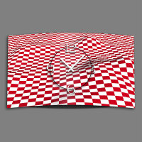 Digital Designer Art kariert rot/weiss Designer Wanduhr abstrakt modernes Wanduhren Design leise kein ticken DIXTIME 3DS-0421