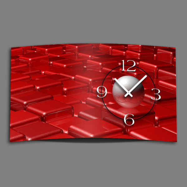 Digital Designer Art abstrakt rot Designer Wanduhr abstrakt modernes Wanduhren Design leise kein ticken DIXTIME 3DS-0420