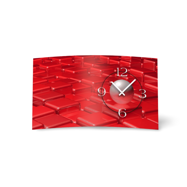 Digital Designer Art abstrakt rot Designer Wanduhr abstrakt modernes Wanduhren Design leise kein ticken DIXTIME 3DS-0420