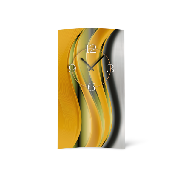 Abstrakt gelb orange Designer Wanduhr modernes Wanduhren Design leise kein ticken dixtime 3D-0027
