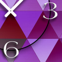 Digital Designer Art Dreiecke violet Designer Wanduhr abstrakt modernes Wanduhren Design leise kein ticken DIXTIME 3DS-0411