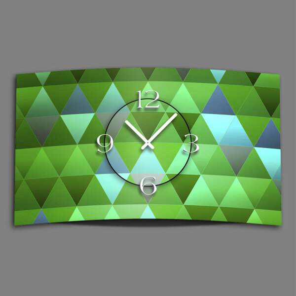 Digital Designer Art Dreiecke grün Designer Wanduhr abstrakt modernes Wanduhren Design leise kein ticken DIXTIME 3DS-0410