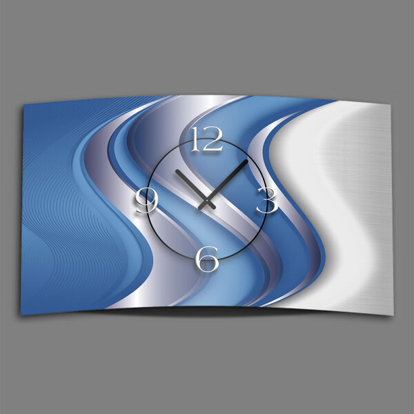 Abstrakt blau silber Designer Wanduhr modernes Wanduhren Design leise kein ticken dixtime 3D-0024