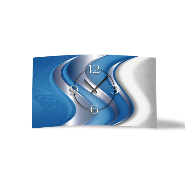 Abstrakt blau silber Designer Wanduhr modernes Wanduhren Design leise kein ticken dixtime 3D-0024