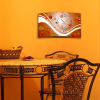 Digital Designer Art abstrakt orange Designer Wanduhr modernes Wanduhren Design leise kein ticken DIXTIME 3DS-0386