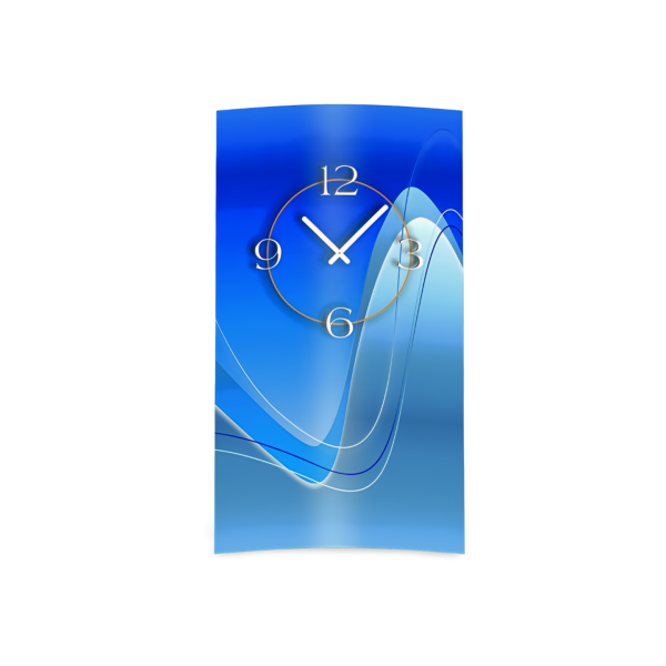Abstrakt blau hochkant Designer Wanduhr modernes Wanduhren Design leise kein ticken dixtime 3D-0023