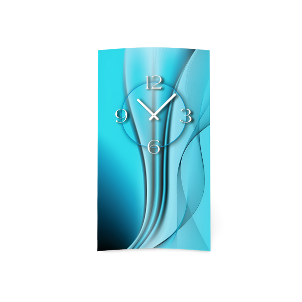 Abstrakt petrol hochkant Designer Wanduhr modernes Wanduhren Design leise kein ticken dixtime 3D-0020