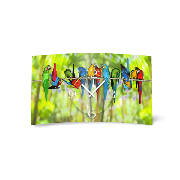 Digital Designer Art Papageien Designer Wanduhr modernes Wanduhren Design leise kein ticken DIXTIME 3DS-0343