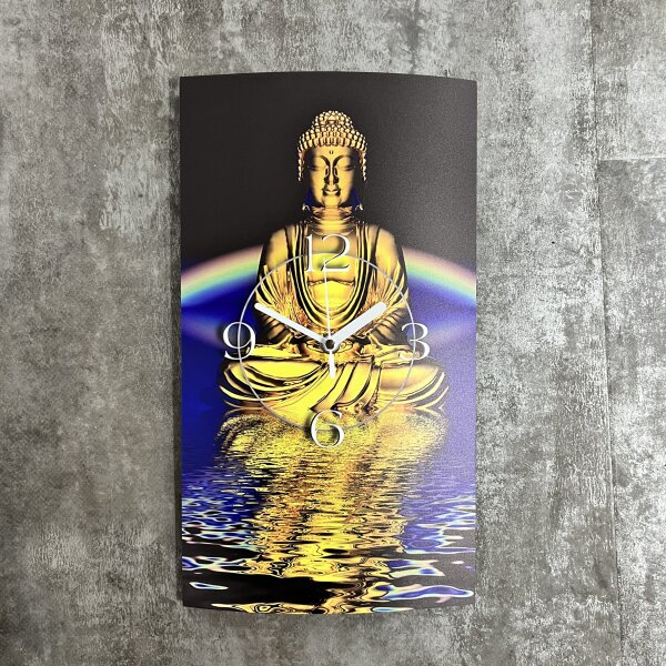 Motiv Buddha Zen Designer Wanduhr modernes Wanduhren Design leise kein ticken DIXTIME 3DS-0319