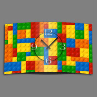 Bausteine bunt Designer Wanduhr modernes Wanduhren Design...