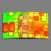 Retro grün orange Designer Wanduhr modernes Wanduhren Design leise kein ticken dixtime 3DS-0246