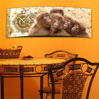 Wanduhr XXL 3D Optik Dixtime Affen 30x90 cm leises...