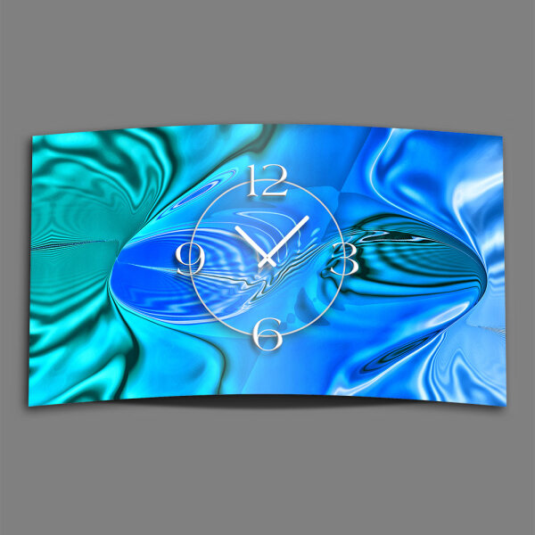 Abstrakt blau mint türkis Designer Wanduhr modernes Wanduhren Design leise kein ticken dixtime 3DS-0228