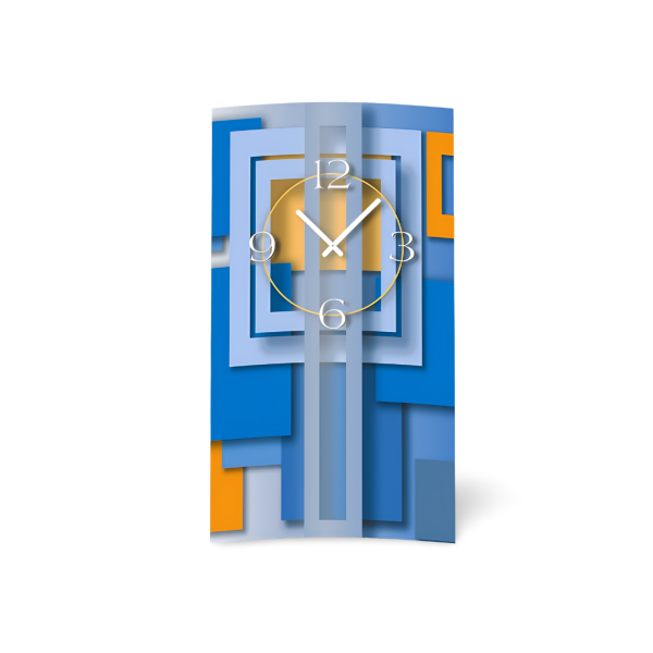 Abstrakt blau hochkant Designer Wanduhr modernes Wanduhren Design leise kein ticken dixtime 3D-0007