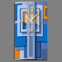 Abstrakt blau hochkant Designer Wanduhr modernes...