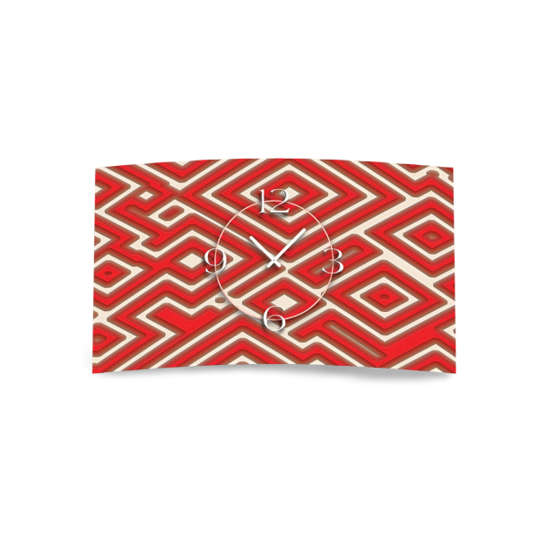 Abstrakt Labyrith rot Designer Wanduhr modernes Wanduhren Design leise kein ticken dixtime 3DS-0205