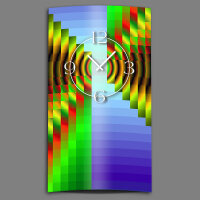 Psychodelic blau grün hochkant Designer Wanduhr...