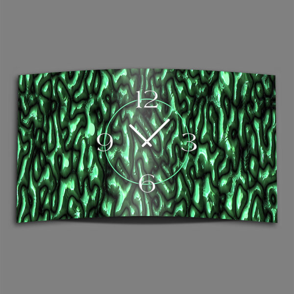 geschmolzenes Glas Gestein grün Designer Wanduhr modernes Wanduhren Design leise kein ticken dixtime 3DS-0185