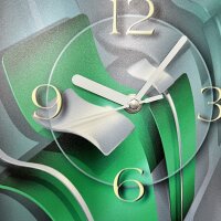 Abstrakt grün silbergrau Designer Wanduhr modernes Wanduhren Design leise kein ticken dixtime 3DS-0175