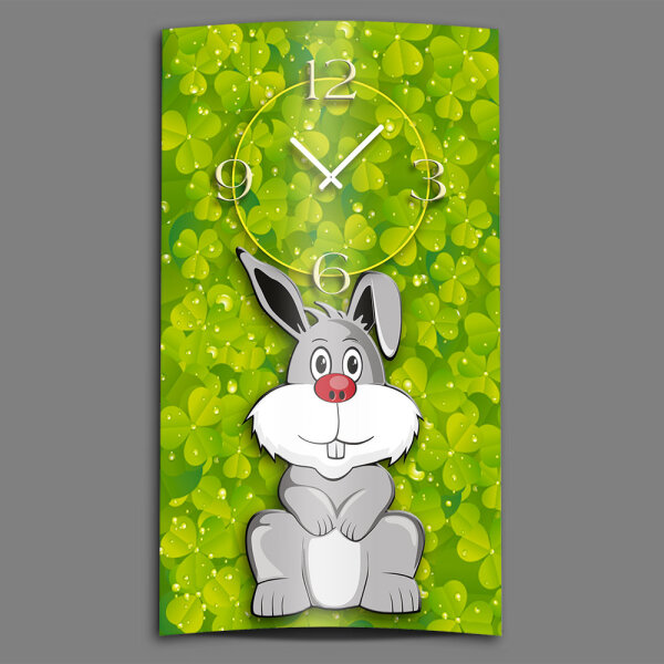 Bunny Häschen Designer Wanduhr modernes Wanduhren Design leise kein ticken dixtime 3DS-0172