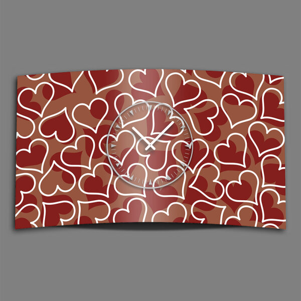 Doppel-Herz  Designer Wanduhr modernes Wanduhren Design leise kein ticken dixtime 3DS-0163
