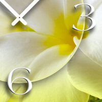 Blumen weiß gelb Designer Wanduhr modernes Wanduhren Design leise kein ticken dixtime 3DS-0153