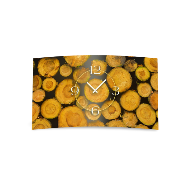Holz Scheite Designer Wanduhr modernes Wanduhren Design leise kein ticken dixtime 3DS-0152