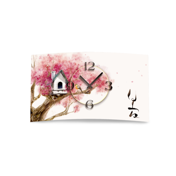 Asia Kirschblüte Vogelhäuschen Designer Wanduhr modernes Wanduhren Design leise kein ticken dixtime 3DS-0140
