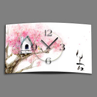 Asia Kirschblüte Vogelhäuschen Designer Wanduhr modernes Wanduhren Design leise kein ticken dixtime 3DS-0140
