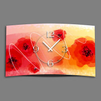 Abstrakt rote Rosen Designer Wanduhr modernes Wanduhren Design leise kein ticken dixtime 3DS-0139