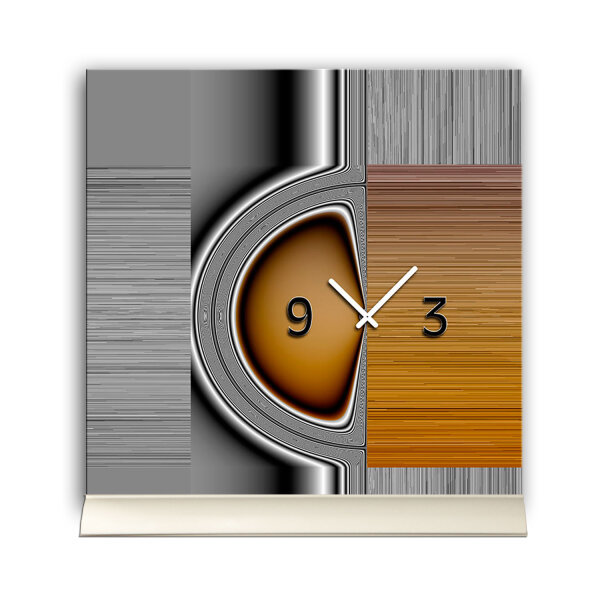Tischuhr 30cmx30cm inkl. Alu-Ständer -abstraktes Design silbergrau kupfer geräuschloses Quarzuhrwerk -Wanduhr-Standuhr TU6144 DIXTIME