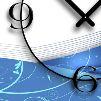 Ornament weiß blau Designer Wanduhr modernes Wanduhren Design leise kein ticken dixtime 3DS-0137