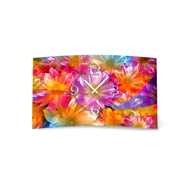bunte Blumen Designer Wanduhr modernes Wanduhren Design leise kein ticken dixtime 3DS-0130