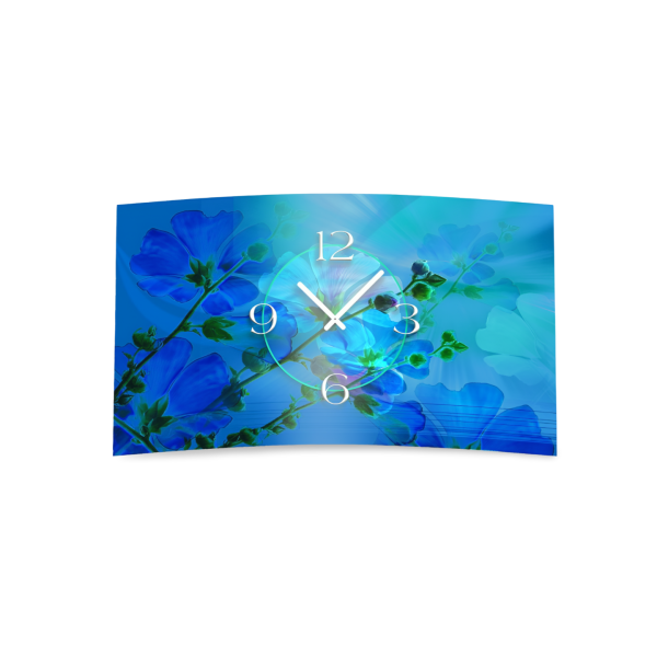 blaue Blumen Designer Wanduhr modernes Wanduhren Design leise kein ticken dixtime 3DS-0127