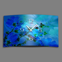 blaue Blumen Designer Wanduhr modernes Wanduhren Design leise kein ticken dixtime 3DS-0127