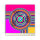 Tischuhr 30cmx30cm inkl. Alu-Ständer -modernes Design pink bunt poppig geräuschloses Quarzuhrwerk -Kaminuhr-Standuhr TU6104 DIXTIME