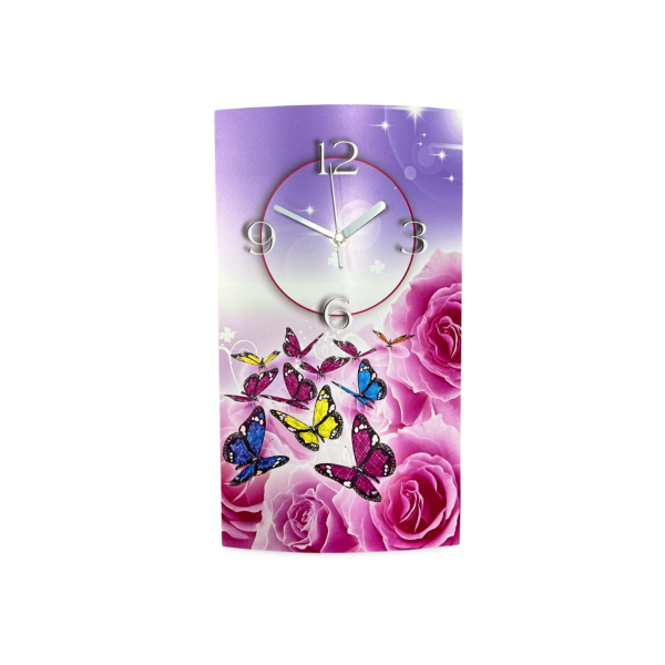Rosen Schmetterlinge Designer Wanduhr modernes Wanduhren Design leise kein ticken dixtime 3DS-0091
