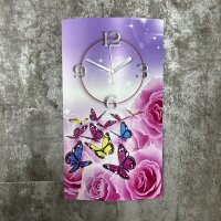 Rosen Schmetterlinge Designer Wanduhr modernes Wanduhren Design leise kein ticken dixtime 3DS-0091