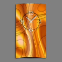 Abstrakt orange hochkant Designer Wanduhr modernes...
