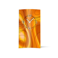 Abstrakt orange hochkant Designer Wanduhr modernes...
