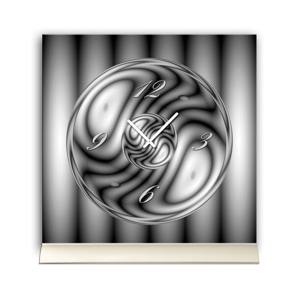 Tischuhr 30cmx30cm inkl. Alu-Ständer -modernes Design grau geräuschloses Quarzuhrwerk -Kaminuhr-Standuhr TU6098 DIXTIME