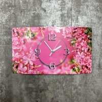 pinke Blumen Designer Wanduhr modernes Wanduhren Design leise kein ticken dixtime 3DS-0074