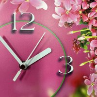 pinke Blumen Designer Wanduhr modernes Wanduhren Design leise kein ticken dixtime 3DS-0074