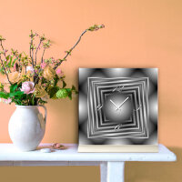 Tischuhr 30cmx30cm inkl. Alu-Ständer -modernes Design grau geräuschloses Quarzuhrwerk -Wanduhr-Standuhr TU6095 DIXTIME