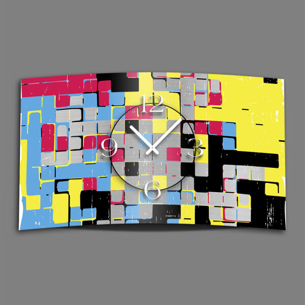 Abstrakt Streetart bunt Designer Wanduhr modernes Wanduhren Design leise kein ticken dixtime 3DS-0060