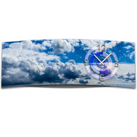 Wanduhr XXL 3D Optik Dixtime blau Wolkenhimmel 30x90 cm...