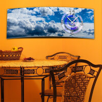 Wanduhr XXL 3D Optik Dixtime blau Wolkenhimmel 30x90 cm...